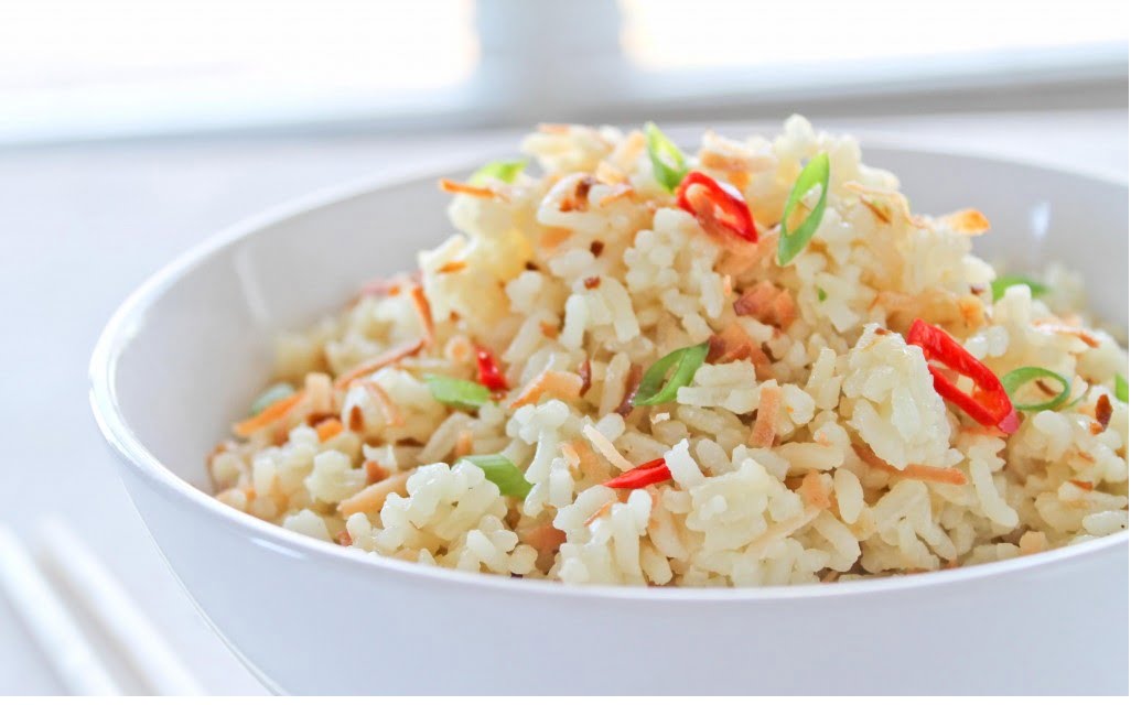 coconut ginger rice in rice cooker