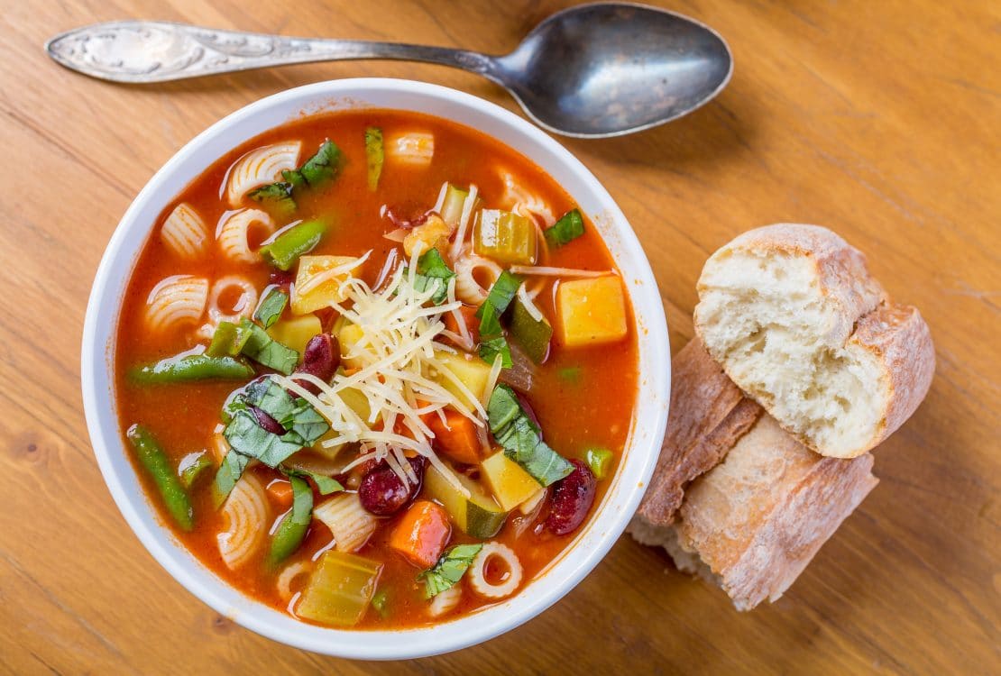 Minestrone Soup with Pasta, Beans and Vegetables