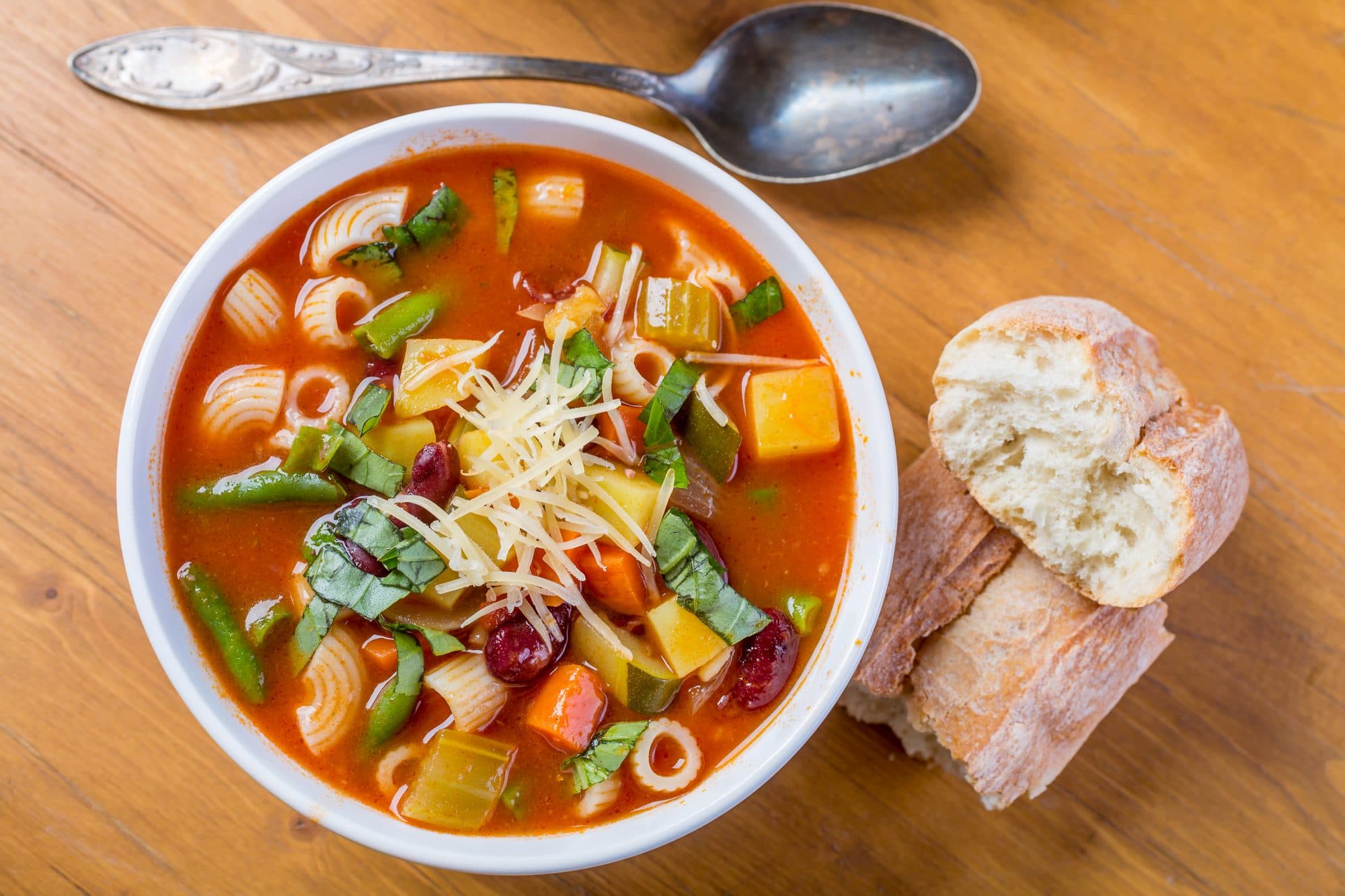 Minestrone Soup with Pasta, Beans and Vegetables