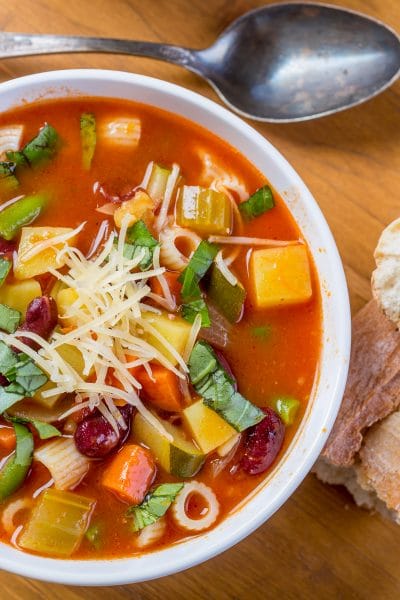 Minestrone Soup with Pasta, Beans and Vegetables