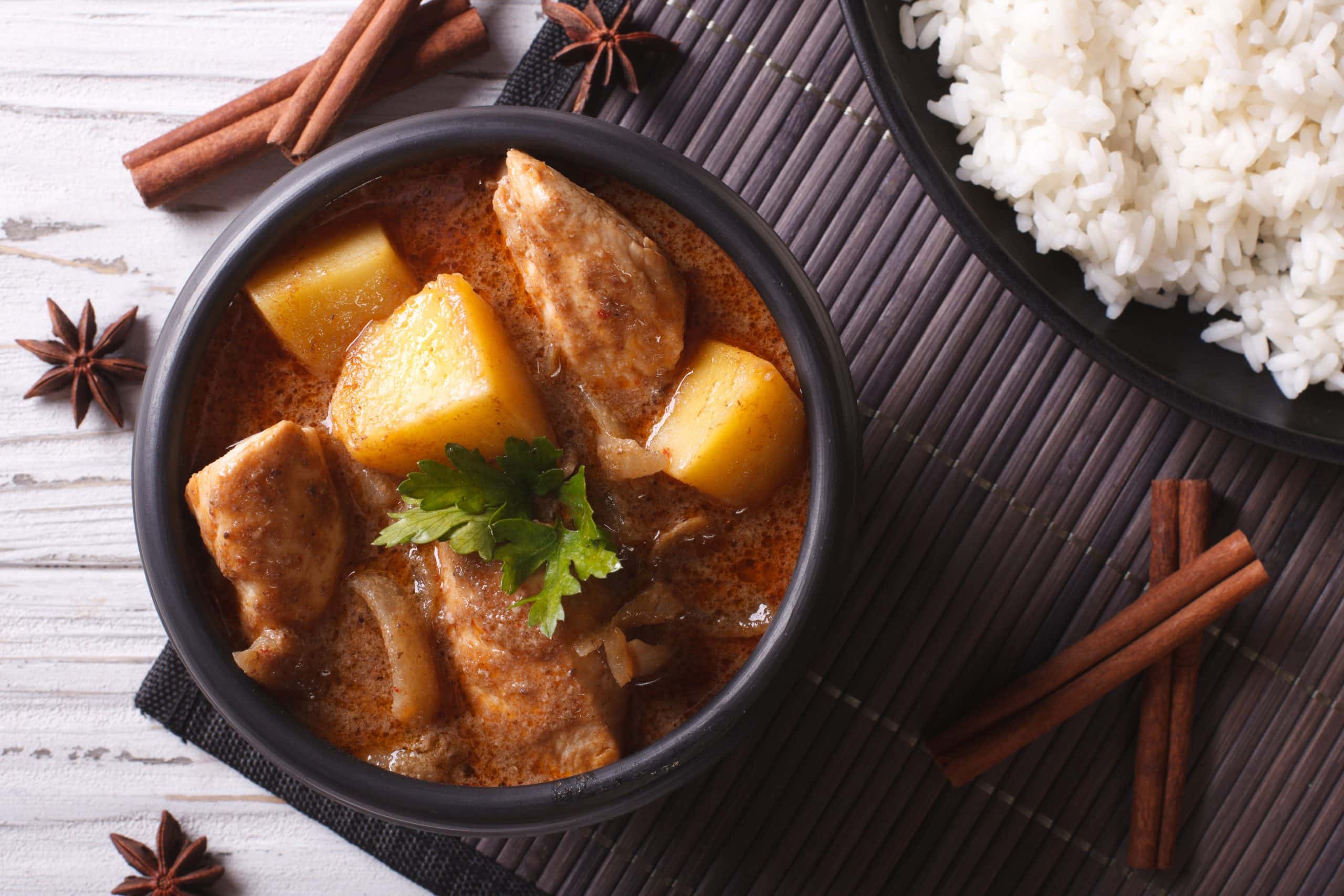 Massaman curry with jasmine rice - GreedyPanda Foodie Blog