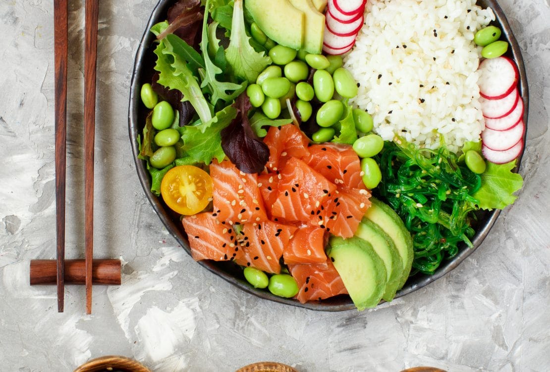 Hawaiian salmon poke salad