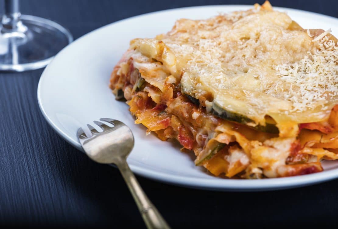 Vegetarian lasagne on the plate