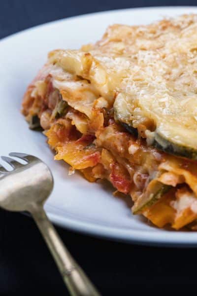 Vegetarian lasagne on the plate