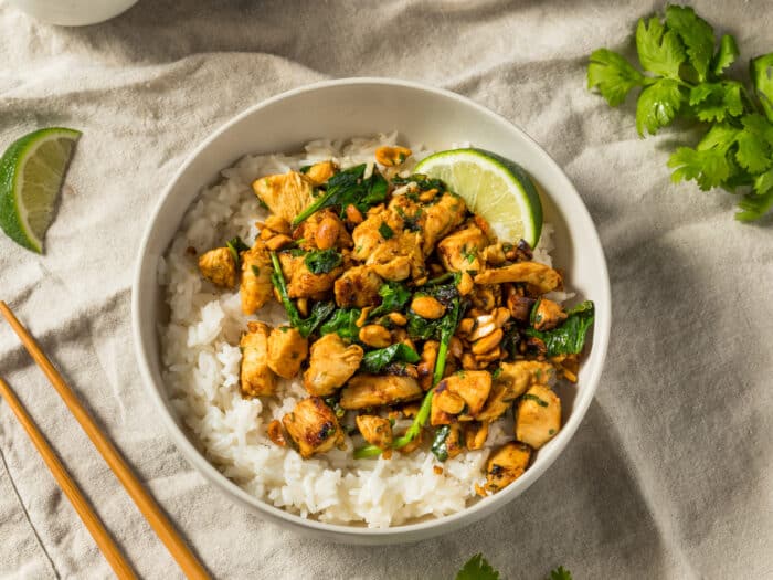 Ginger peanut chicken with rice