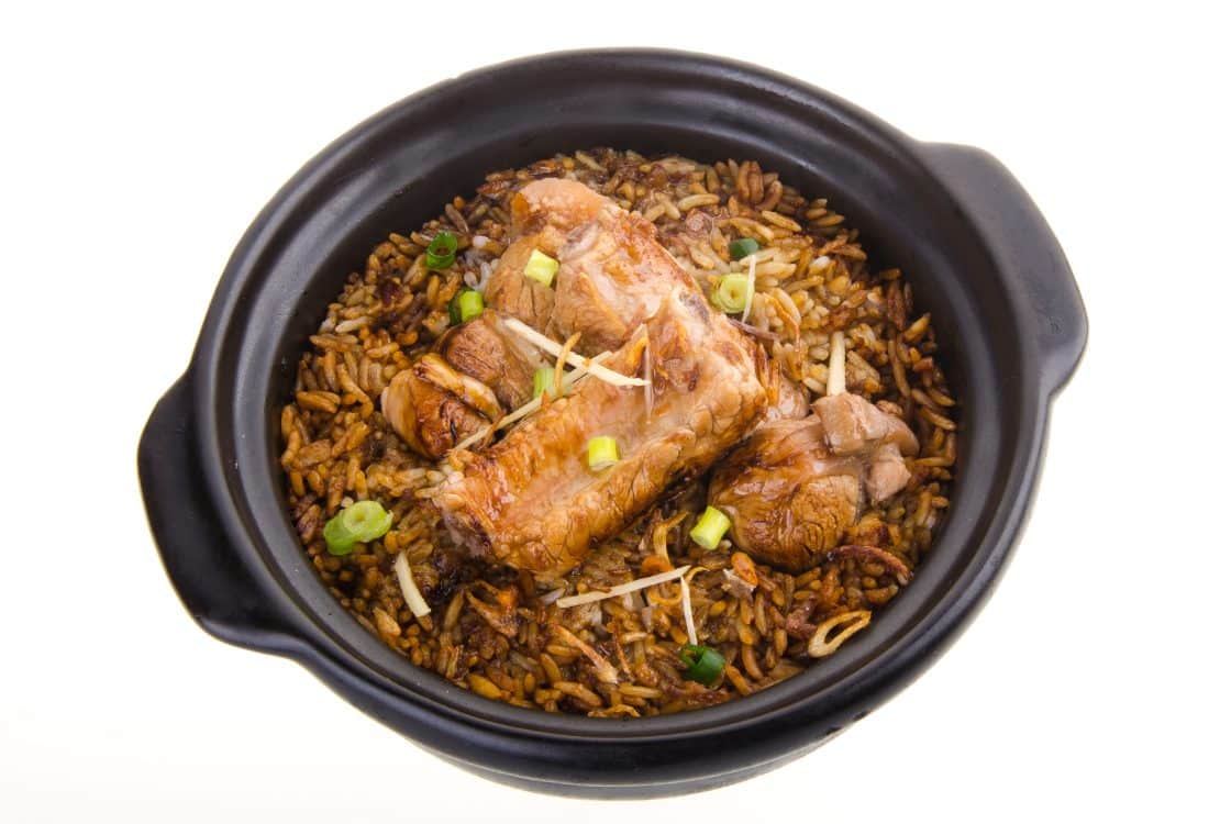 Claypot pork rice. asia food