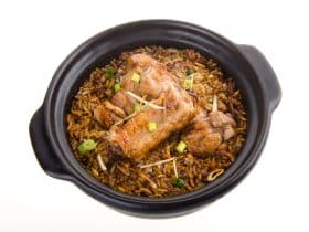 Claypot pork rice. asia food