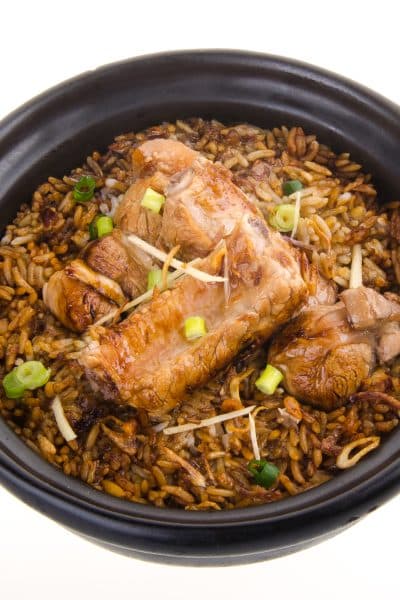 Claypot pork rice. asia food