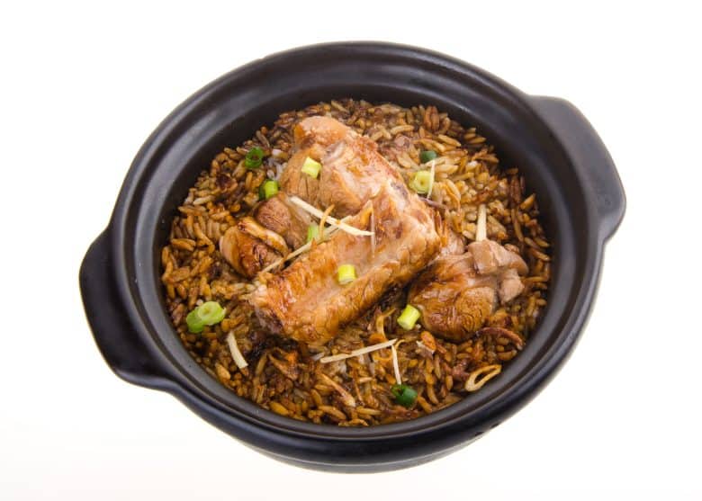Claypot pork rice. asia food