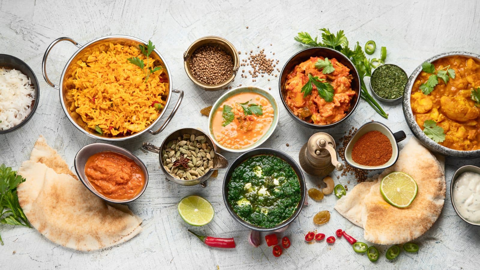 Indian Fried Rice And Other Indian Food And Spices