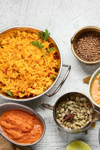 Indian Fried Rice And Other Indian Food And Spices