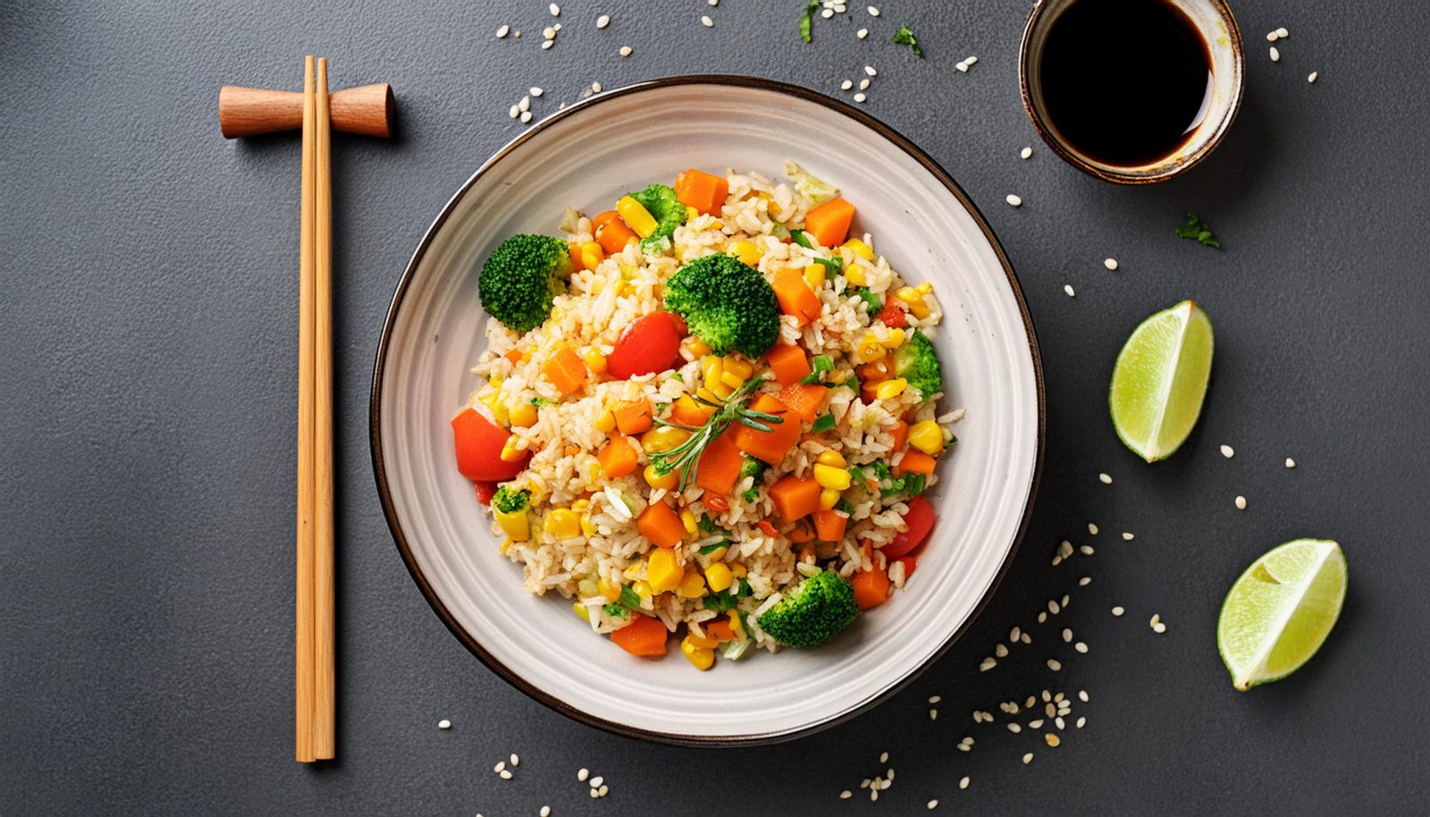 Yum Asia Rainbow fried rice in a yum asia rice cooker