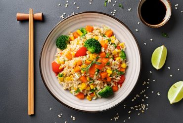 Yum Asia Rainbow fried rice in a yum asia rice cooker